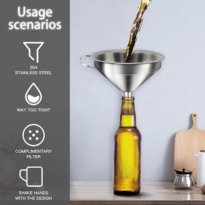 Stainless Steel Funnels for Kitchen Use, Kitchen Metal Funnel Set - Image 5