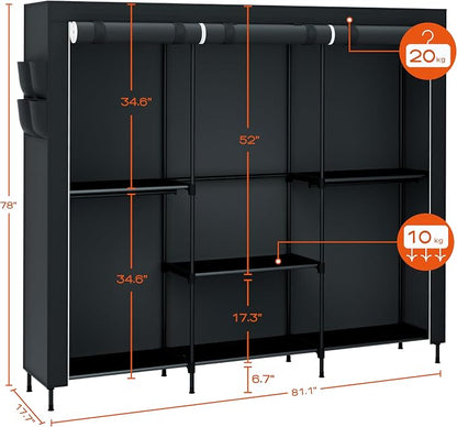 Portable Closet, 81.5 Inch Extra Large Capacity Wardrobe Closet - Image 5