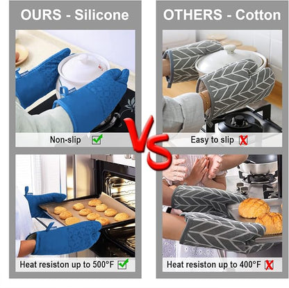 KEGOUU Oven Mitts and Pot Holders 6pcs Set, Kitchen Oven Glove High Heat - Image 5