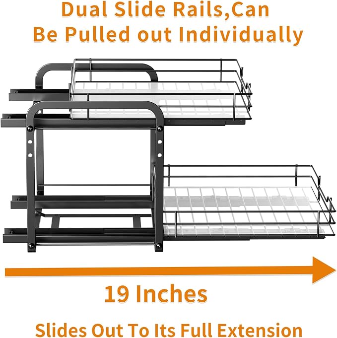 RCHYFEED Spice Organization for Cabinet, 2 Tier Pull out Spice Rack Organizer - Image 8