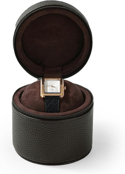 Oirlv Luxury Leather Watch Travel Case Single Watch Case with Removable Pillow(Brown)