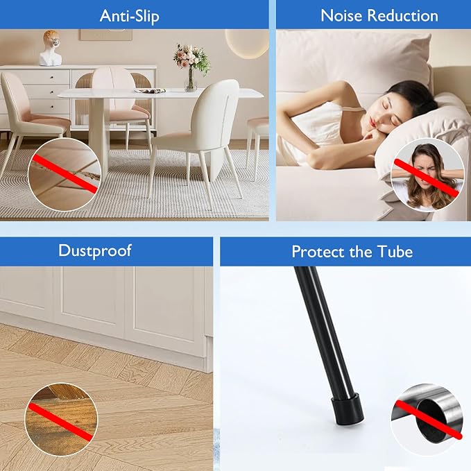 4 Pcs 2" Round Rubber Chair Leg Caps, PVC Table Leg Covers, Flexible & - Image 6