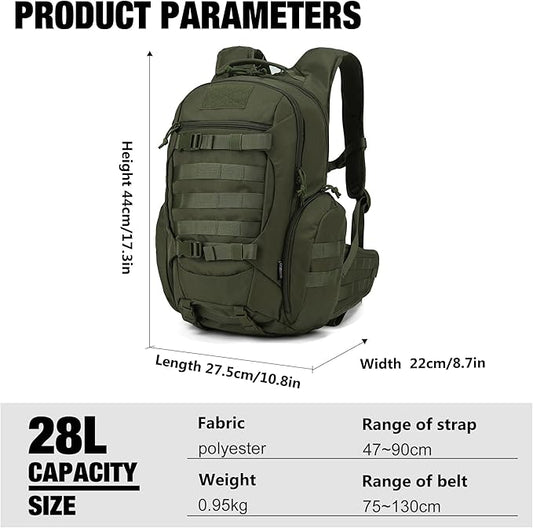 Mardingtop Tactical Molle Backpack for Men - 28L EDC Hiking & Motorcycle Backpack