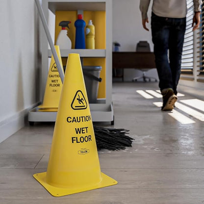 Yellow Safety® Commercial 15 Inch "Caution Wet Floor" Sign Cone, 4 ct. - Image 3