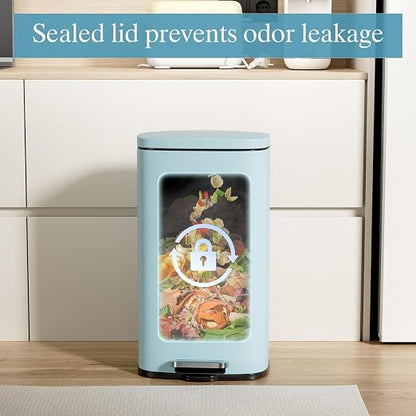 AthLike Trash Can, Stainless Steel Kitchen Garbage Can, Step Waste Bin - Image 6
