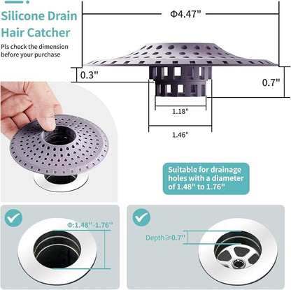 Shower Hair Drain Catcher, Silicone Bathtub Drain Hair Catcher Strainer - Image 5