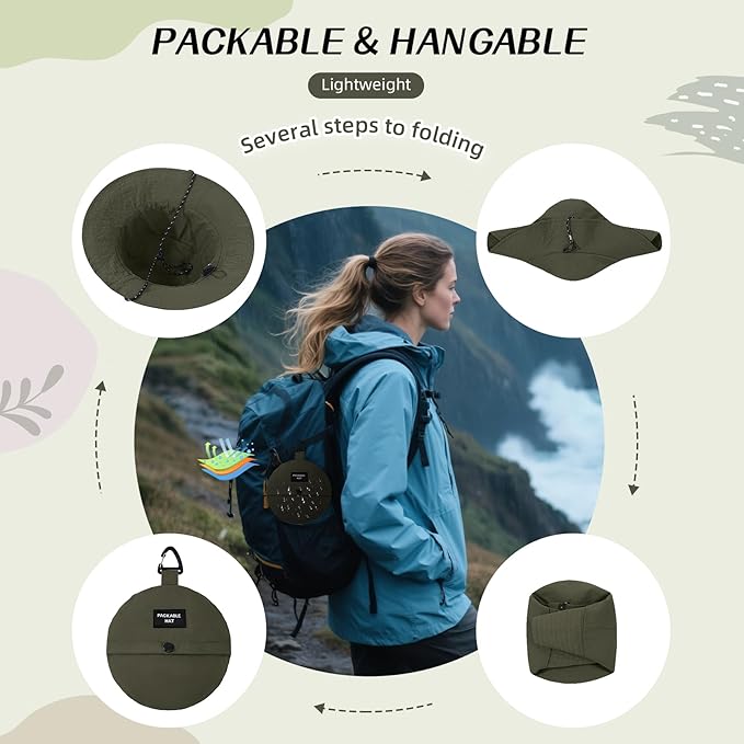 Durio Waterproof Bucket Hats for Woman UPF 50+ Sun Hat UV Protection Packable Rain Hats for Women Lightweight Hiking Hat