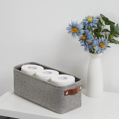 DULLEMELO Soft Cotton Fabric Bathroom Storage Baskets 2 Pack Fabric Shelf - Image 6