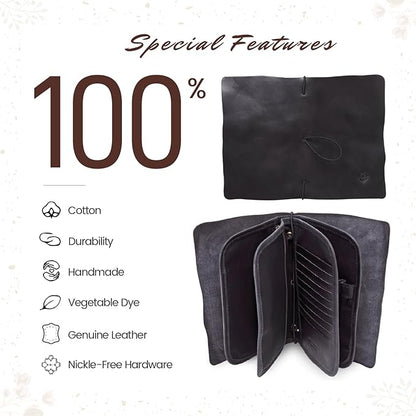 Genuine Leather Nomad Organizer Travel Wallet | Women's Wallet Clutch Passport Holder