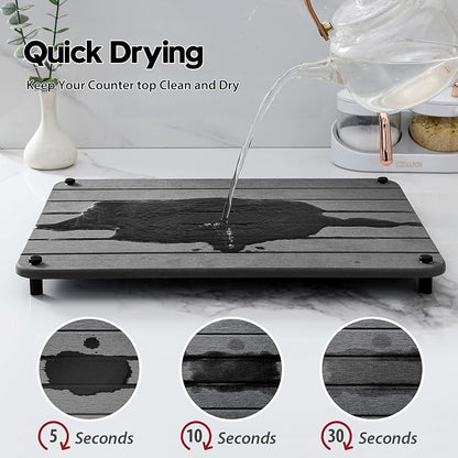 Stone Dish Drying Mat for Kitchen Counter, Water Absorbing Bathroom Tray Sink - Image 4