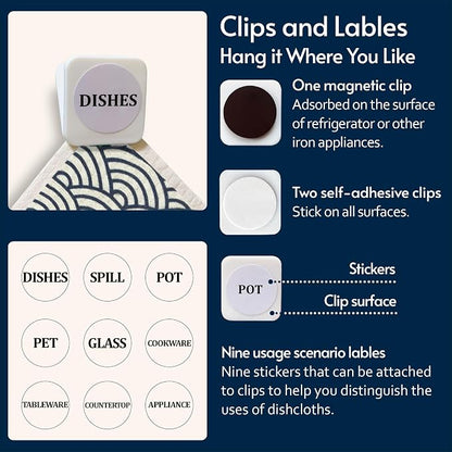 Swedish Dishcloths for Kitchen, 8 Pack Japanese Pattern Reusable Paper Towels - Image 7