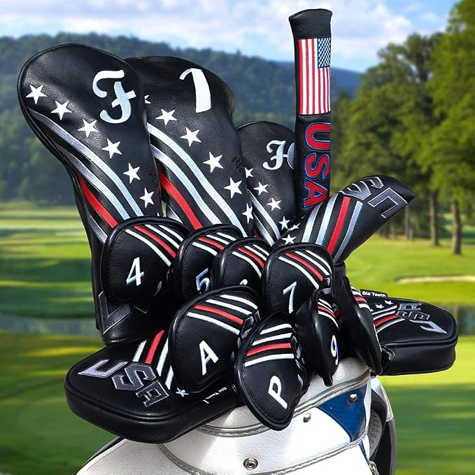 Big Teeth Golf Cover USA Stripe and Star Headcover Covers, Driver Fairway Wood - Image 7