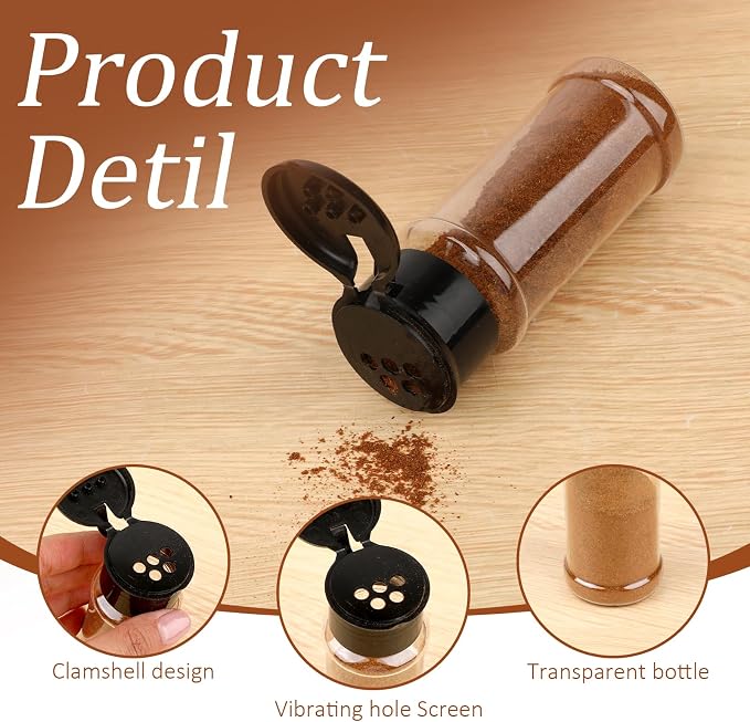 TIESOME 6 Pcs Plastic Spice Jars - Image 3