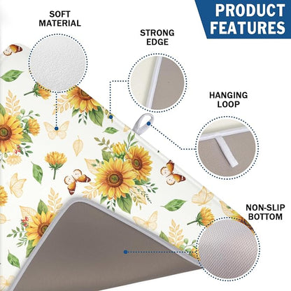 Sunflower Dish Drying Mat for Kitchen Counter Summer Yellow Floral Microfiber - Image 3
