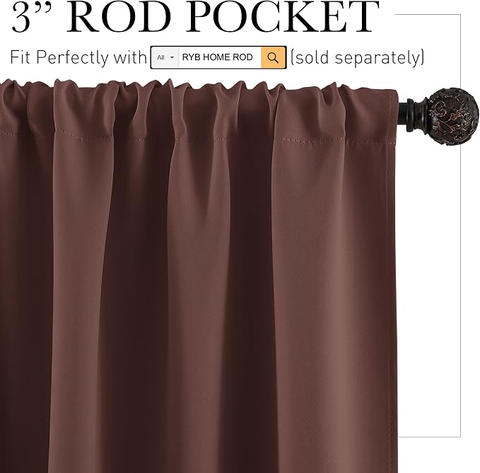 RYB HOME Small Curtains for Bathroom Window, Heavy Duty Thick Privacy Panels - Image 2