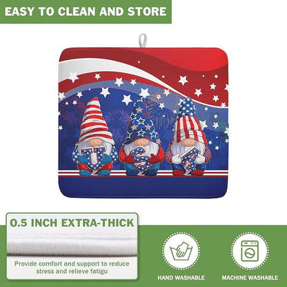Kawani 4th of July Dish Drying Mat 16x18 Inch Spring Summer Patrioti Gnome - Image 5
