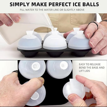 HONYAO Whiskey Cocktail Ice Mold, Easy Fill and Release Silicone Round Ice Ball - Image 7