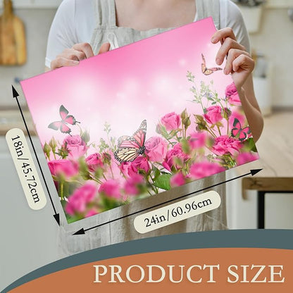Pink Roses Flowers Dish Drying Mat - Image 2