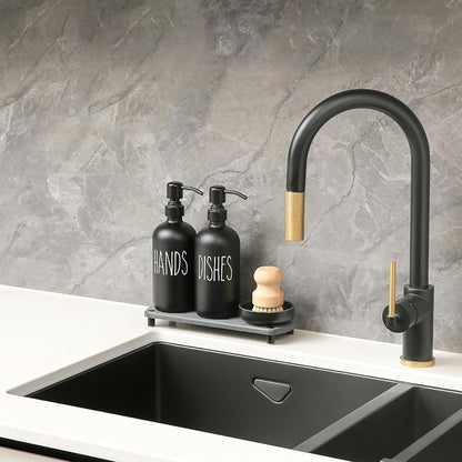 MOMEEMO Matte Black Soap Dispenser Set Comes - Image 3