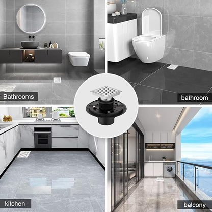 6 Inch Square Shower Drain Chrome, Bathroom Floor Drain, Stainless Steel Drain - Image 5