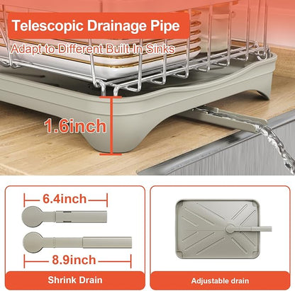 2-Tier Dish Drying Rack for Kitchen Counter, 304 Stainless Steel Dish Rack - Image 5