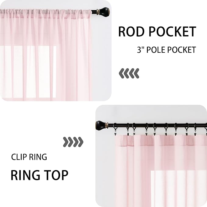 Tollpiz Sheer Door Curtain Closet Linen Textured Curtains Sheer Doorway Light - Image 5