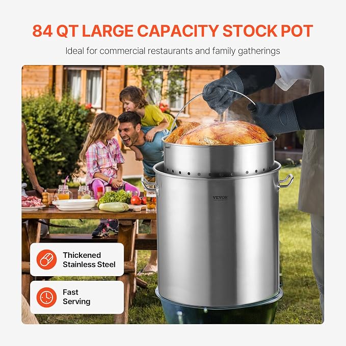 VEVOR Stainless Steel Stockpot, 84 Quart Large Cooking Pots, Cookware Sauce Pot - Image 2