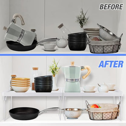 NiHome 4-Pack Stackable Plastic Kitchen Storage Shelf Foldable Rack - Image 3