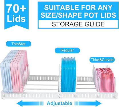 X-cosrack Expandable Food Container Lid Organizer, Large Capacity Adjustable 10 - Image 3