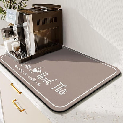 Coffee Bar Mat for Countertops 18inx24in, Absorbent Hide Stain Anti-Slip Cafe by Kuyig+Home