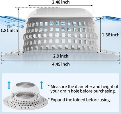 Shower Drain Hair Catcher, Bathtub Drain Cover Foldable Silicone Shower & Tub - Image 6