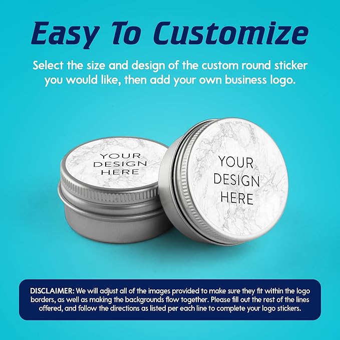 100 Custom Vinyl Stickers - Upload Your own Image, Text, Design, Logo - Personalized Logo Labels for Handmade, Packaging, Bottle, Jars, Candle, Brand Stickers (Silver Marble, 5x5)