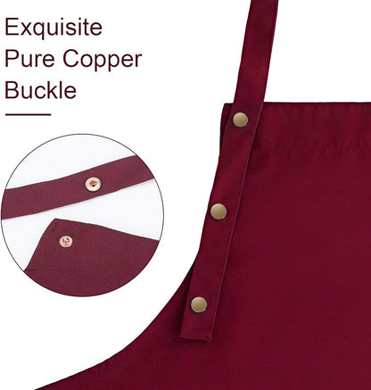 Apron for Men Women with Adjustable Straps and Large Pockets, Canvas Cotton - Image 2