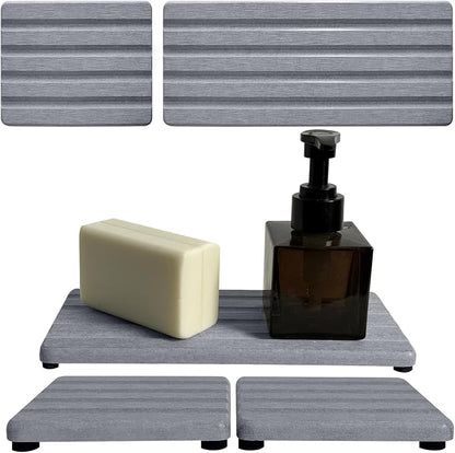 Set of 3 Diatomite Hand Soap Holder, Water Absorbing Stone Tray by Unknown