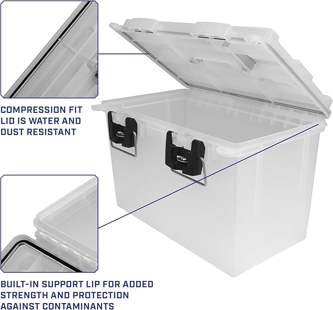 Sheffield 12767 XL Storage Bins With Lids, 4-Pack Stackable Storage Bins, Made in USA, Lockable and Water-Resistant Containers with Lids, Plastic Containers for Home, Classroom, and Dorm