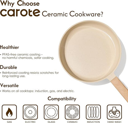 CAROTE 10" Frying Pan Set, Non-Toxic PTFE & PFOA Free Fry Pan & Omelet Pan - Image 8