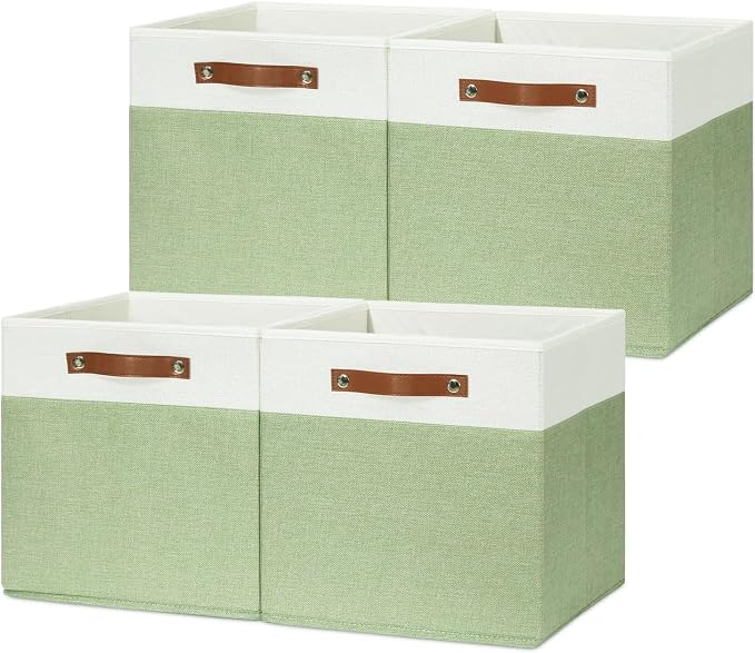 HNZIGE Fabric Cube Storage Bins 13x13 Set of 4 Canvas Storage Baskets - Image 9