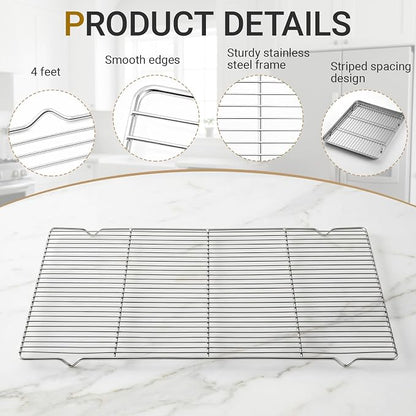 Lounsweer 2 Pcs Cooling Racks, 21L X 13W X 1H Stainless Steel Wire Rack - Image 3