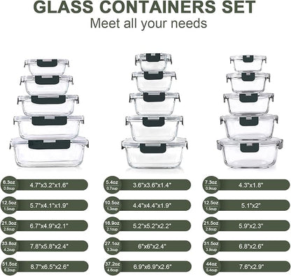 KOMUEE 30 Pieces Glass Food Storage Containers Set, Glass Meal Prep Containers - Image 2