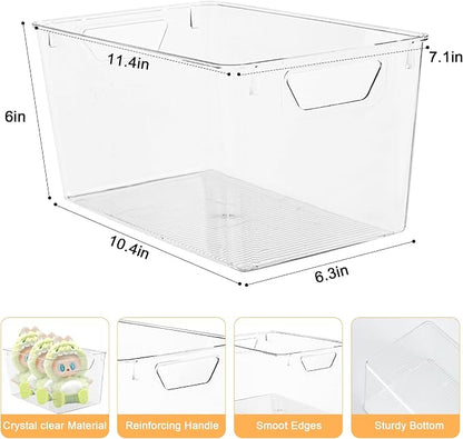 Attelite Clear Plastic Storage Bins, Large 6 Pack Pantry Organizer - Image 2