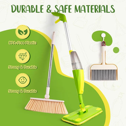 Kids Cleaning Toy Set, Mini Spray Mop Montessori Toys Pretend Play Cleaning Tool - Image 4
