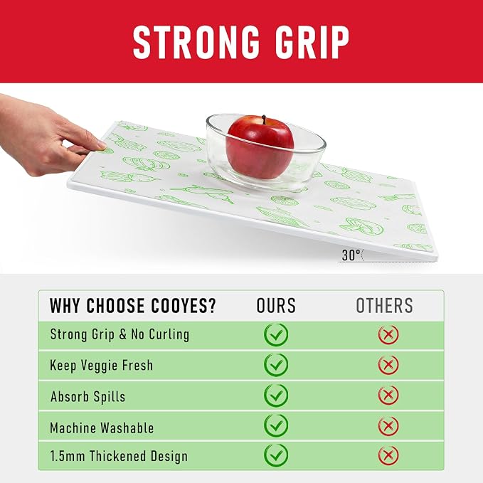 Cooyes Refrigerator Liners 17.7" x 24", Absorbent Strong Grip Fridge Mats - Image 8