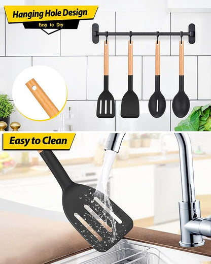 Pack of 4 Silicone Cooking Utensils Set, Non Stick Solid Spatulas and Heat - Image 6