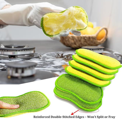 Dish Sponges Kitchen, 12 Pack Multi-Purpose Microfiber Scrub Sponge - Image 6