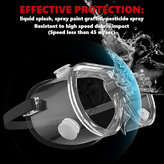 Super More 4PCS Anti-Fog Protective Safety Goggles Clear Lens Wide-Vision - Image 4