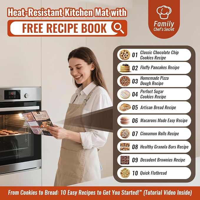 Silicone Baking Mat with 10 Recipes, Non Stick Silicone Pastry Mat, Kneading - Image 3