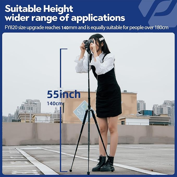 Fotopro Mini Tripod with Ball Head, Phone Mount Detachable Selfie Stick, Folded only 8.6", Max Load up to 6.6 lbs. FY-810 Matt Grey