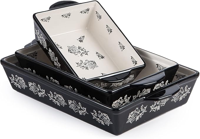 Wisenvoy Baking Dish Ceramic Lasagna Pan Casserole Dish 3-Piece Bakeware Sets by wisenvoy