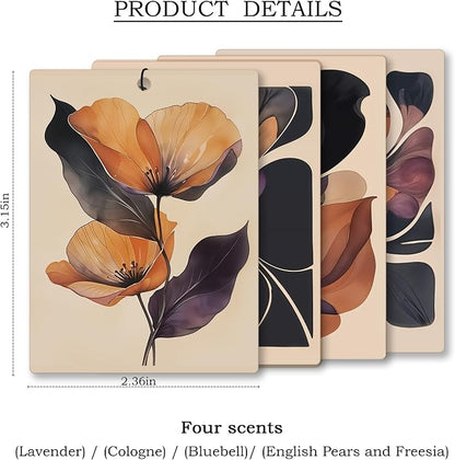 Boho Abstract Floral Car Air Freshener 4 Pcs, Retro Orange and Black Flower - Image 4