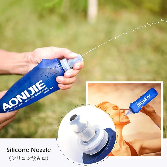 TRIWONDER Collapsible Water Bottles TPU Soft Flask Running Bottles BPA-Free Sports Flasks for Hiking Climbing Camping (250ml/8.45oz with Straws - Pack of 2)